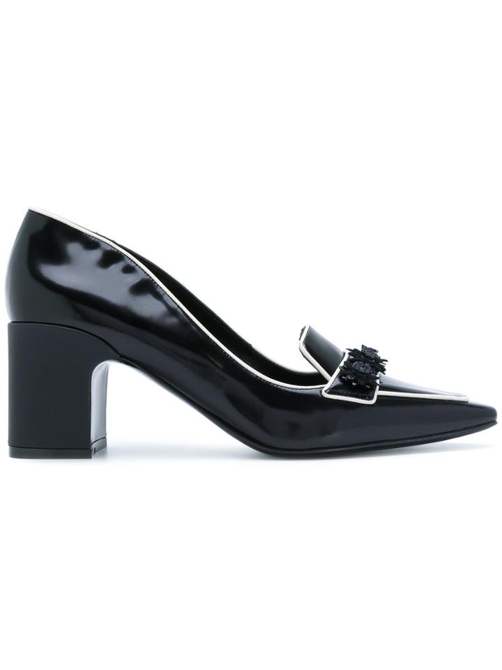 Fabrizio Viti Daisy-appliquéd City Loafers - Black