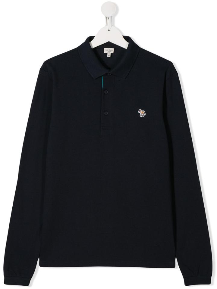 Paul Smith Junior Teen Long Sleeved Polo Top - Blue