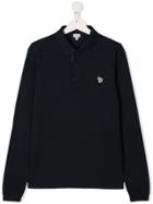 Paul Smith Junior Teen Long Sleeved Polo Top - Blue
