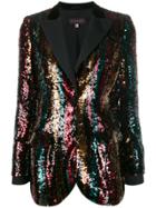 Talbot Runhof Sequined Striped Blazer - Black