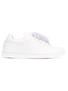 Joshua Sanders Fur Detail Lace Up Sneakers - White