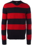 Mp Massimo Piombo Striped Shetland Wool Sweater, Men's, Size: Xl, Red, Virgin Wool