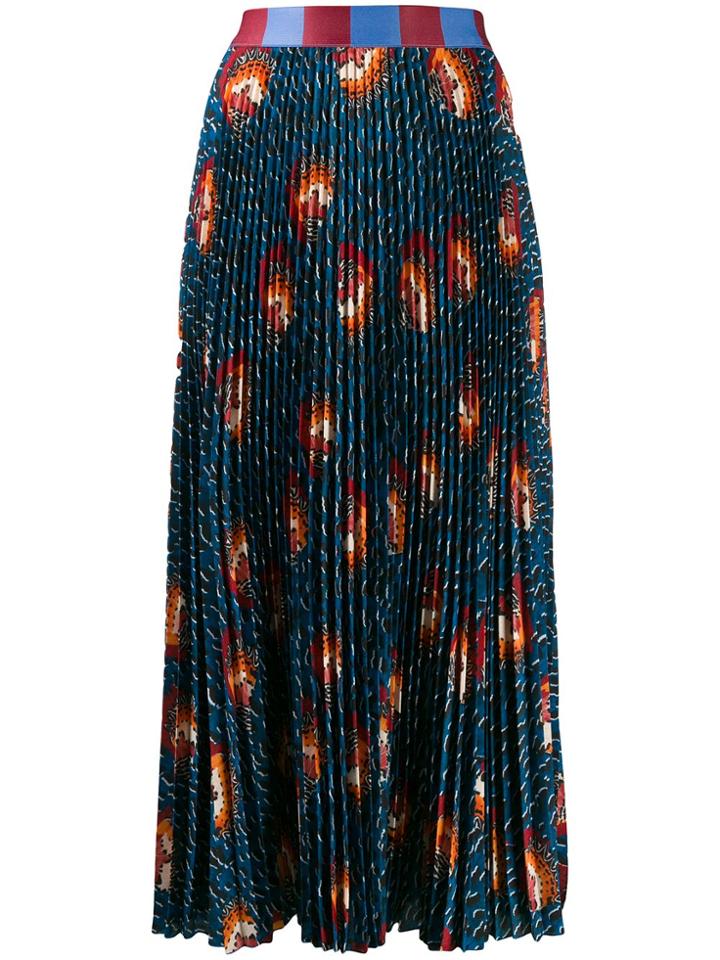 Stella Jean Pleated Midi Skirt - Blue