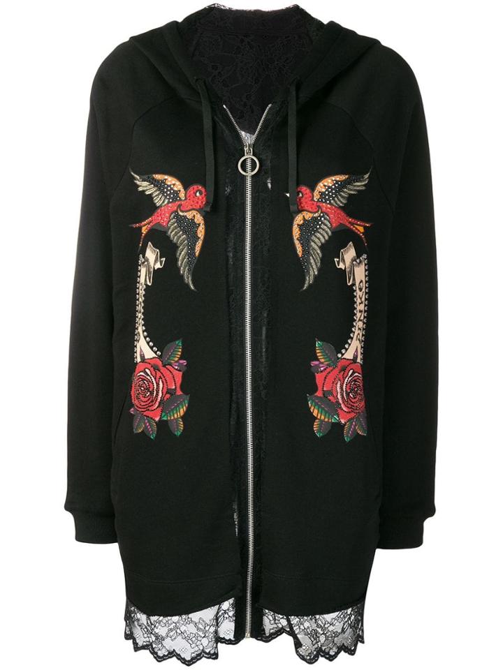 Pinko Embroidered Zipped Up Cardi-coat - Black