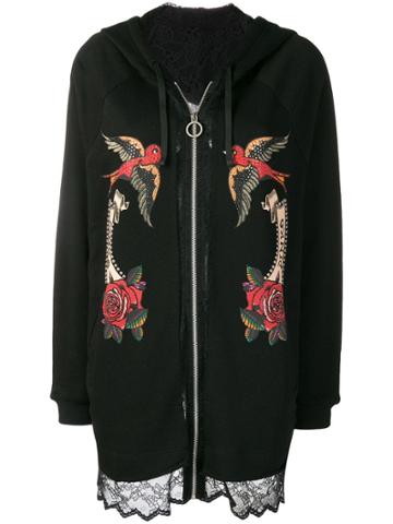 Pinko Embroidered Zipped Up Cardi-coat - Black