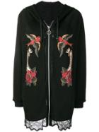 Pinko Embroidered Zipped Up Cardi-coat - Black