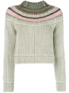 M Missoni Cropped Ribbed Knit Sweater - Green