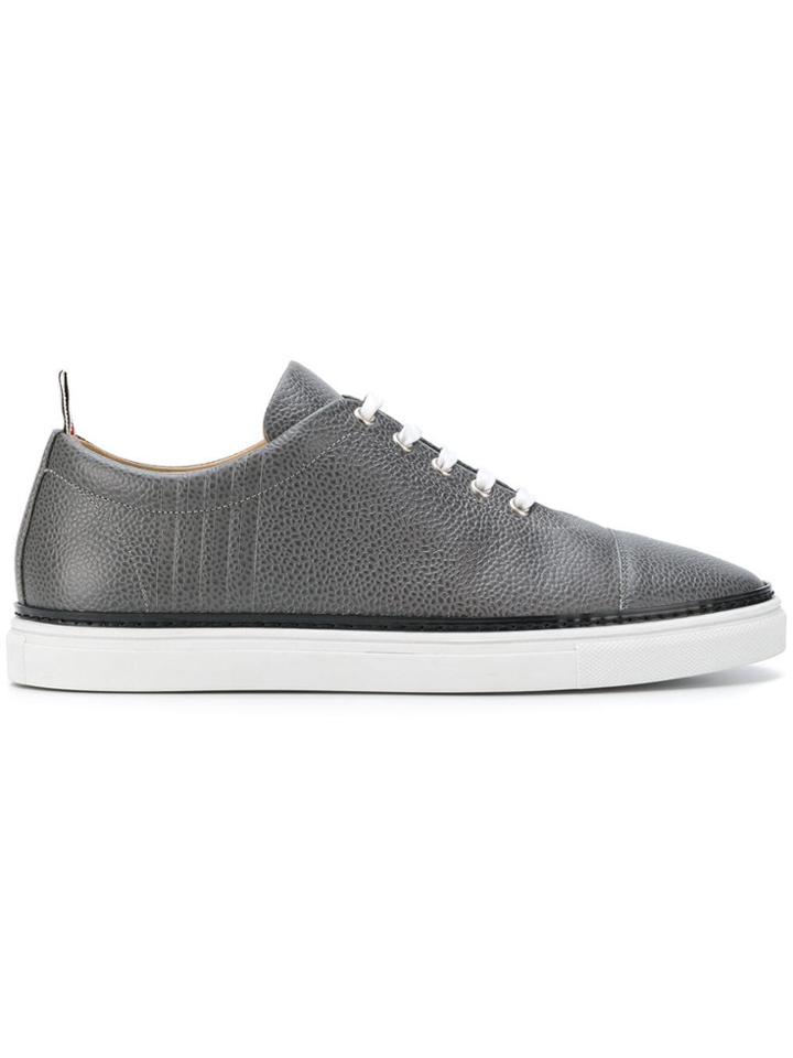 Thom Browne 4-bar Emboss Pebbled Leather Trainer - Grey