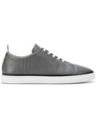 Thom Browne 4-bar Emboss Pebbled Leather Trainer - Grey