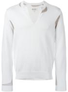 Maison Margiela Intarsia Knit Jumper, Men's, Size: Large, White, Cotton/polyamide