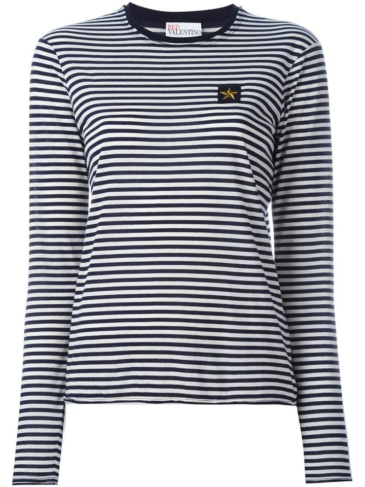 Red Valentino Longsleeved Striped T-shirt, Women's, Size: Xs, Blue, Cotton