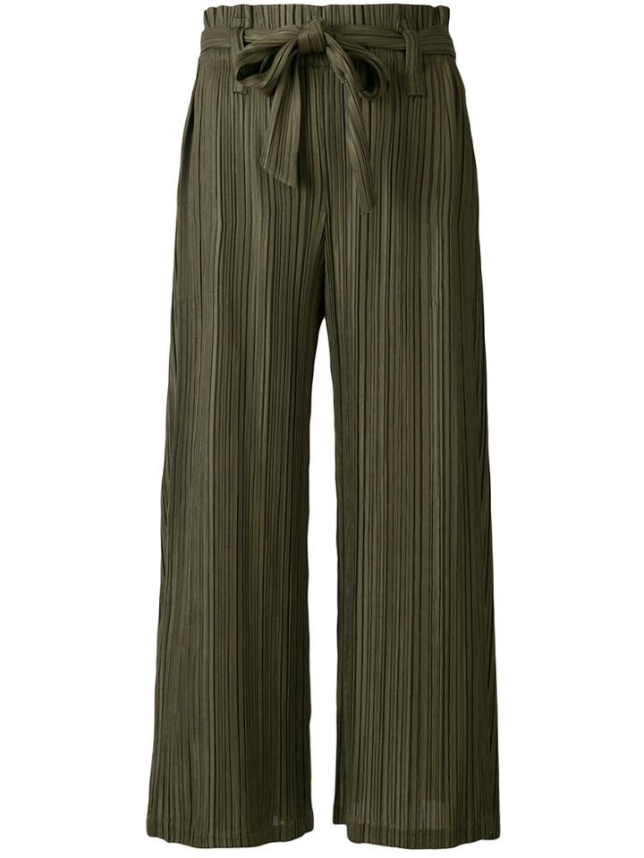Pleats Please By Issey Miyake Pleated Tie Trousers - Green