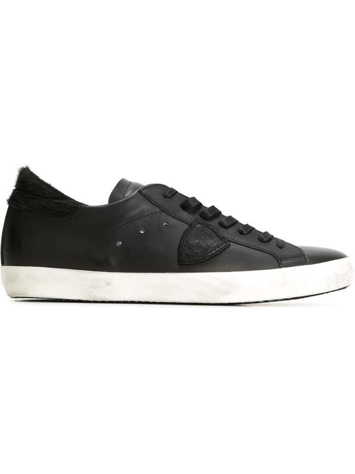 Philippe Model Logo Patch Sneakers, Men's, Size: 44, Black, Leather/rubber/calf Leather/cotton