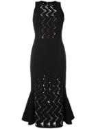 David Koma Geometric Embellishment Fitted Dress, Women's, Size: 12, Black, Acetate/viscose/spandex/elastane/lyocell