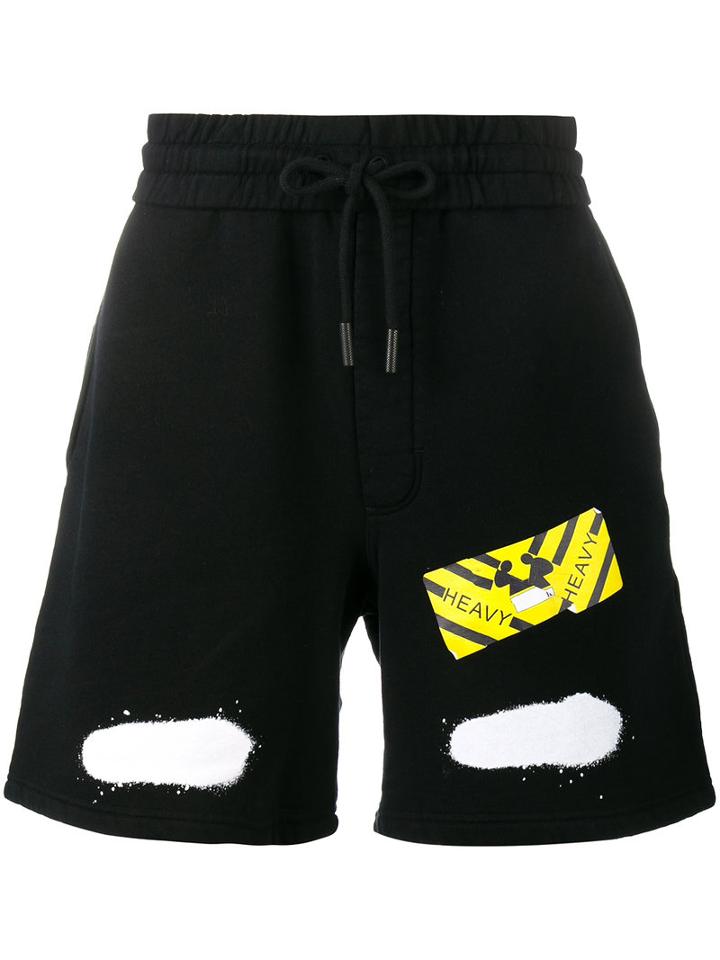 Off-white - Diagonal Spray Print Shorts - Men - Cotton - Xs, Black, Cotton