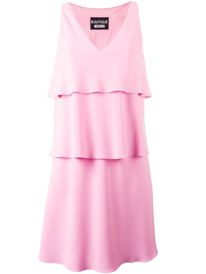 Boutique Moschino Layered V-neck Dress - Pink & Purple