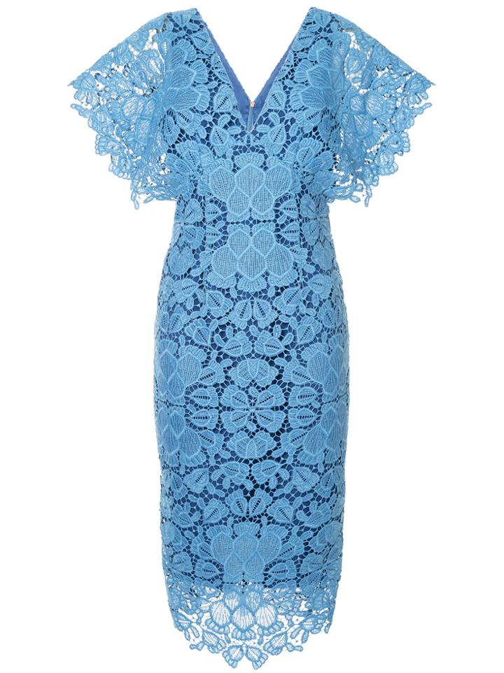Ginger & Smart Floral Lace Shortsleeved Dress - Blue