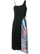 Emilio Pucci Shell Print Pleated Asymmetric Dress - Black