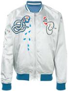 Diesel - Embroidered Snakes Bomber Jacket - Men - Cotton/polyester/spandex/elastane/viscose - L, Blue, Cotton/polyester/spandex/elastane/viscose
