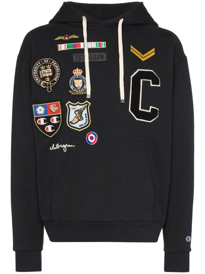 Champion X Clothsurgeon Logo Patch Hoodie - Black