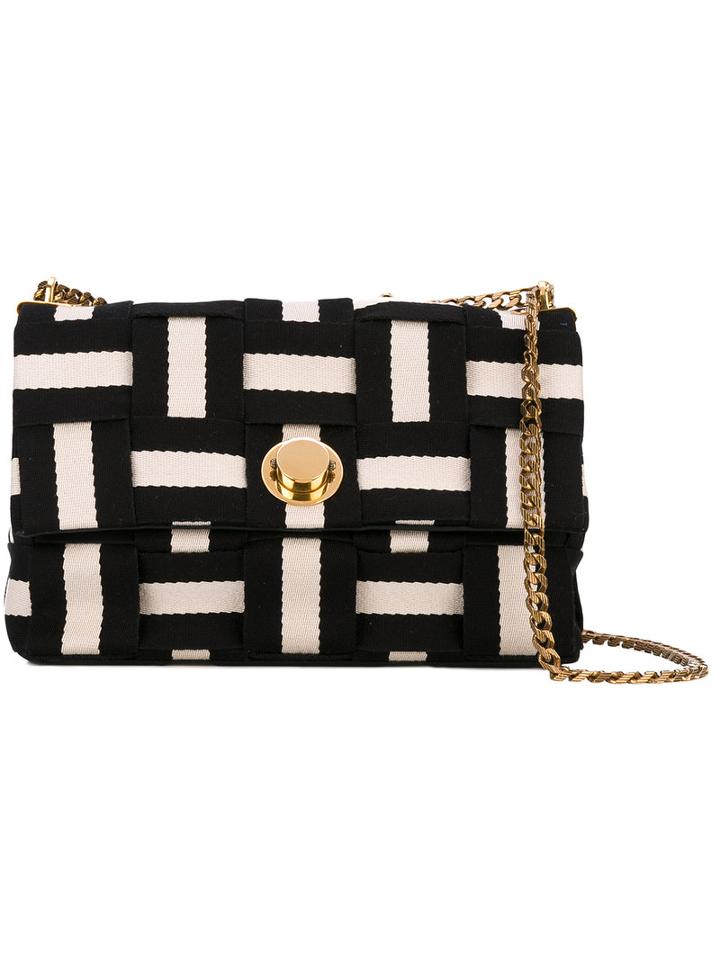 Bally - Eclipse Web Shoulder Bag - Women - Leather/metal/cotton - One Size, Black, Leather/metal/cotton
