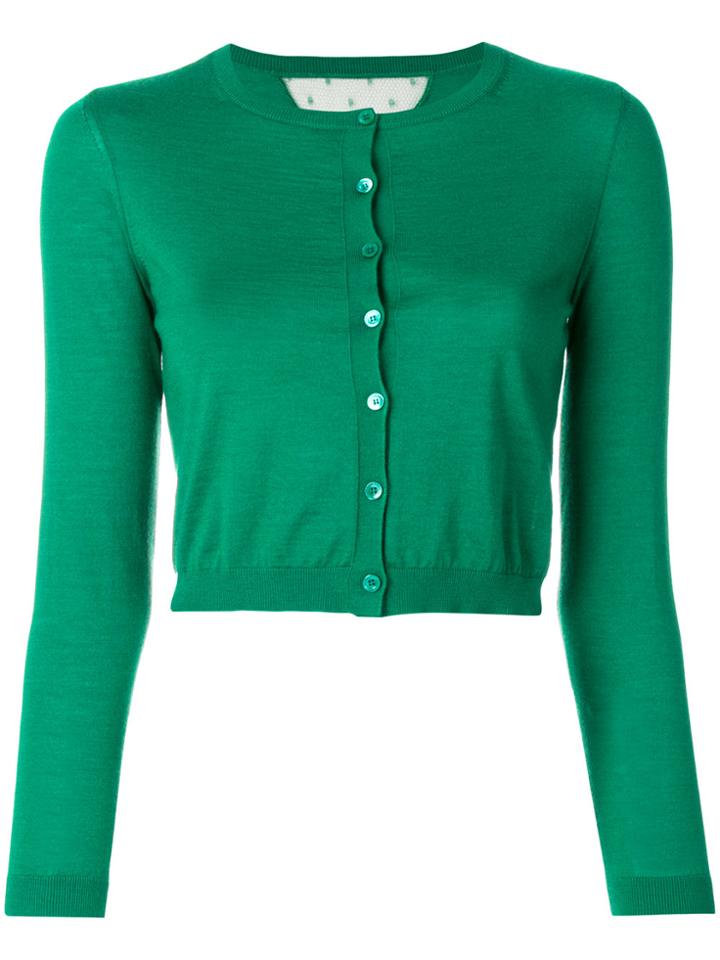 Red Valentino Tulle Insert Detail Cardigan - Green
