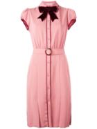 Alice+olivia Belted Buttoned Dress, Women's, Size: 6, Pink/purple, Polyester/spandex/elastane