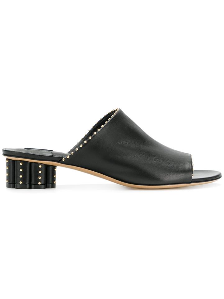 Salvatore Ferragamo Bead Detail Mules - Black
