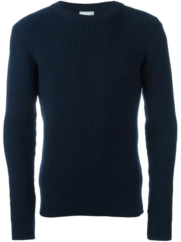 S.n.s. Herning Real Crew Neck, Men's, Size: Large, Blue, Merino/virgin Wool