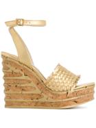 Paloma Barceló Woven Wedge Sandals - Metallic