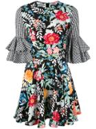 House Of Holland - Floral Gingham Mini-dress - Women - Cotton/polyester - 10, Cotton/polyester