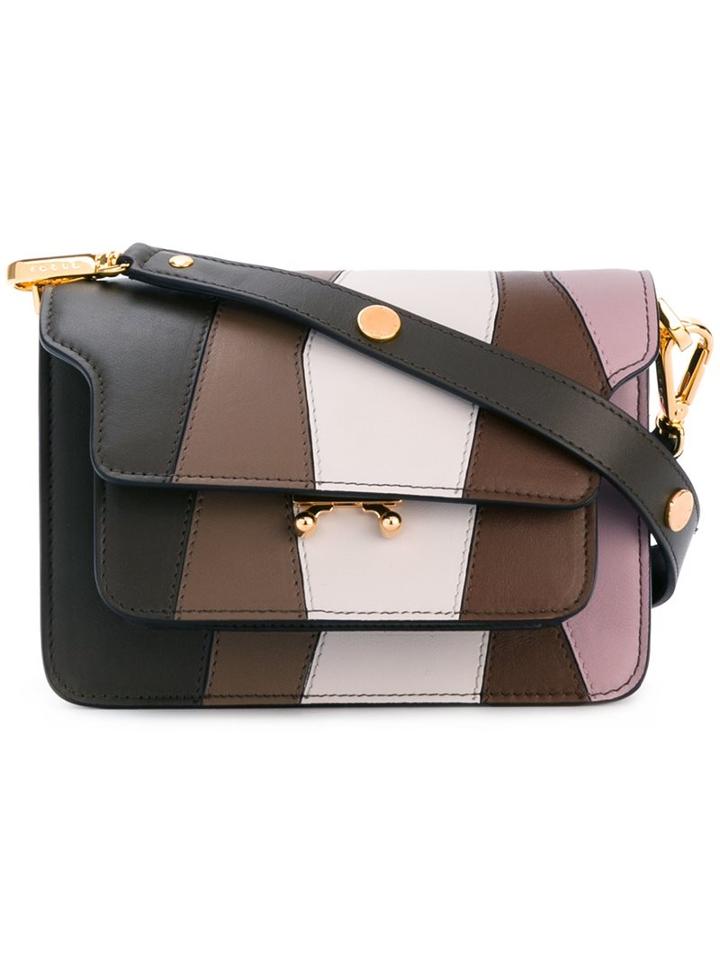 Marni Striped 'trunk' Shoulder Bag, Women's, Brown