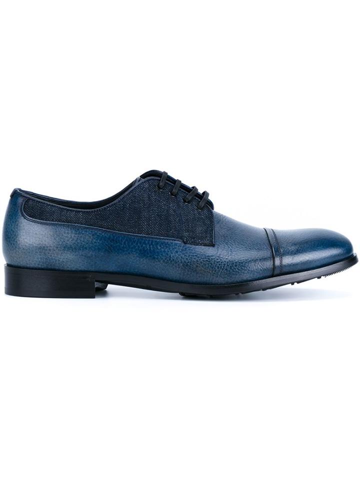 Dolce & Gabbana Denim Detail Oxford Shoes, Men's, Size: 43.5, Blue, Cotton/leather/rubber