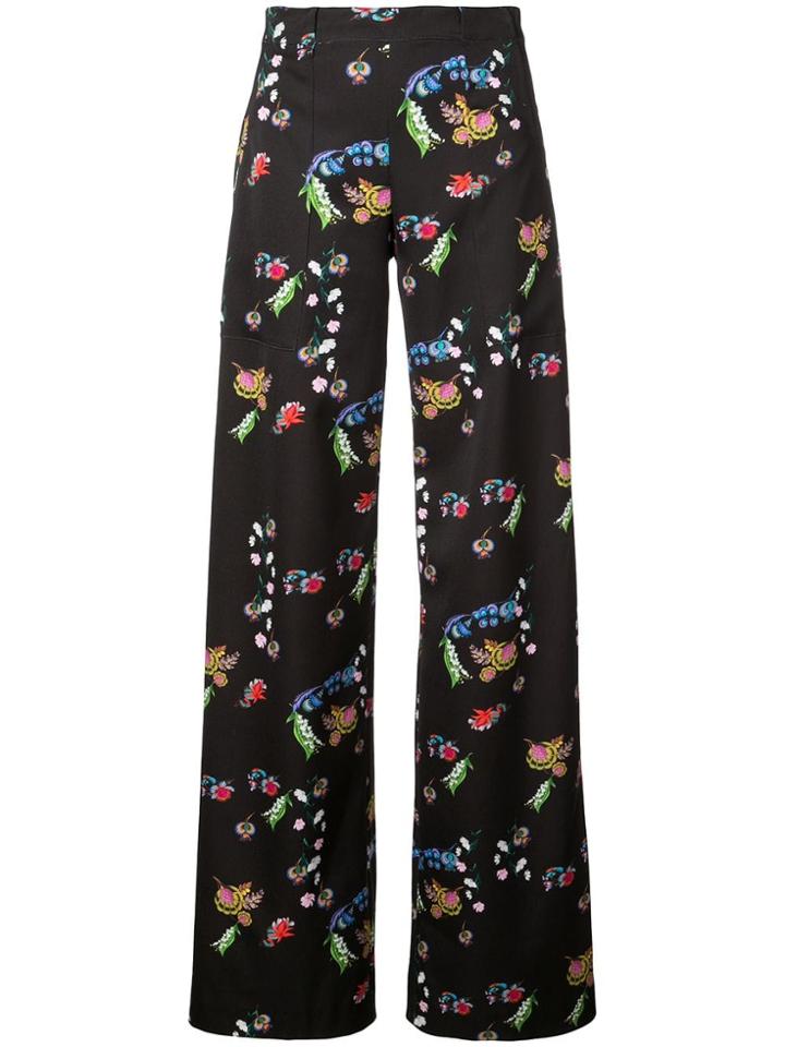 Cynthia Rowley Forte Garden Floral Wide Leg Trousers - Black