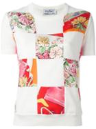 Salvatore Ferragamo Multi Print T-shirt, Women's, Size: Xs, White, Silk/wool