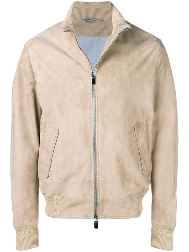Canali High Neck Bomber Jacket - Neutrals