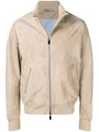 Canali High Neck Bomber Jacket - Neutrals