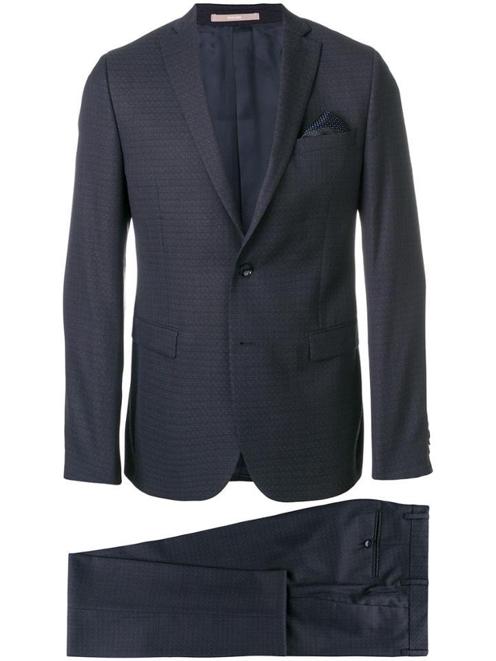Paoloni To Piece Suit With Pocket Square - Blue