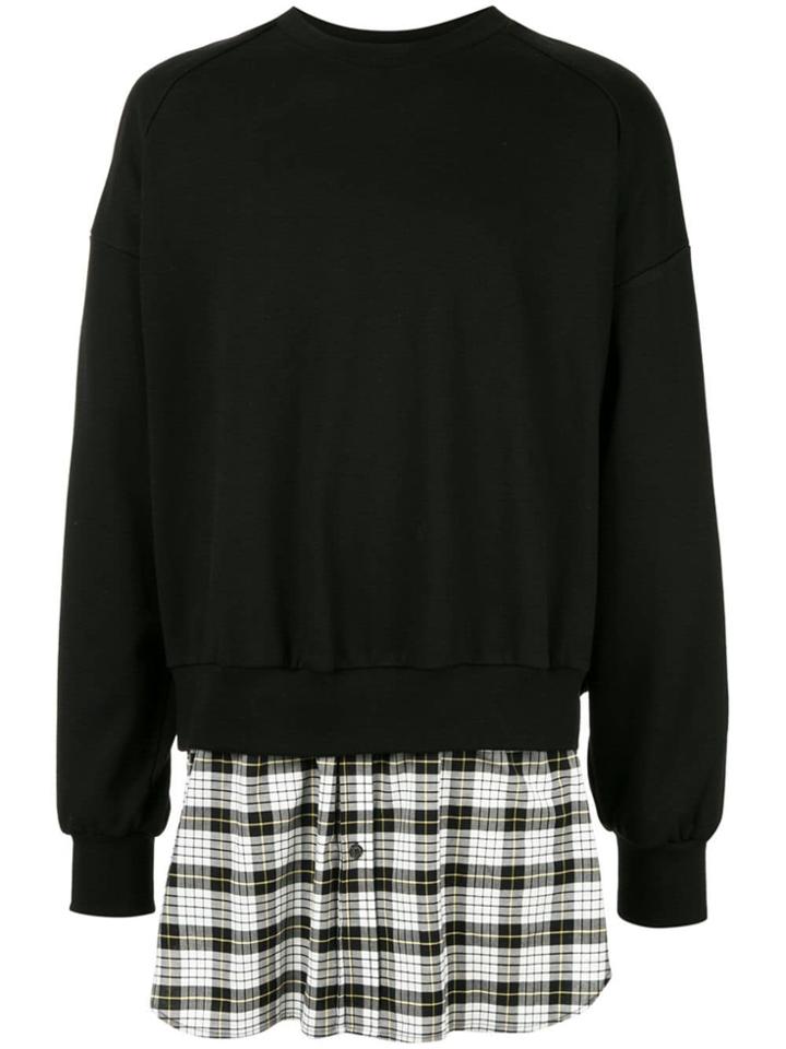 Juun.j Check Printed Back Zipped Sweatshirt - Black