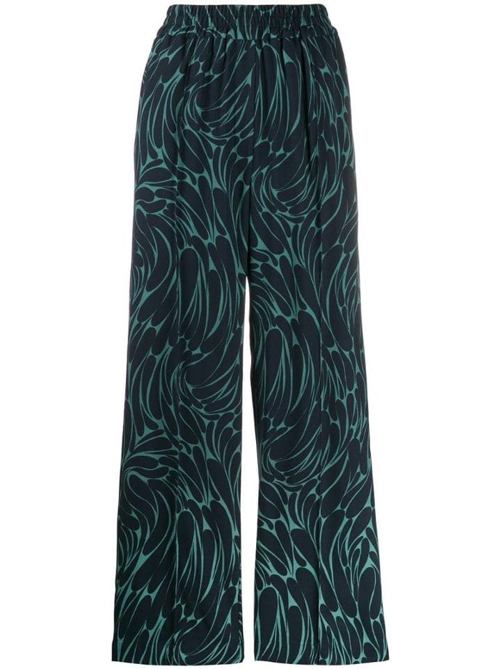 Odeeh Printed Wide Leg Trousers - Blue