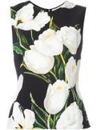 Dolce & Gabbana Tulip Print Tank Top, Women's, Size: 42, Black, Viscose