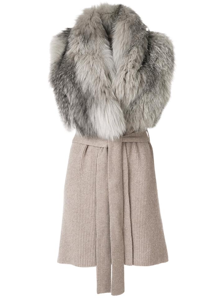 Liska Sleeveless Shearling Coat - Nude & Neutrals