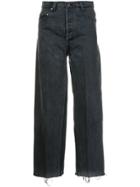 Re/done Cropped Wide Leg Jeans - Black