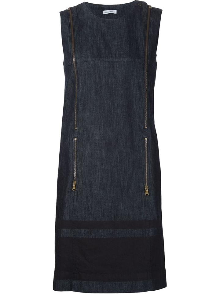 Tomas Maier Zip Detail Denim Dress, Women's, Size: 4, Blue, Cotton