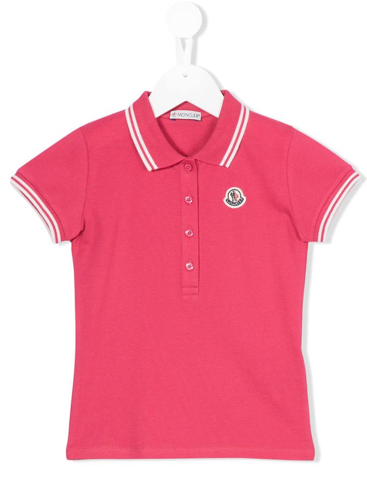 Moncler Kids - Striped Collar Polo Shirt - Kids - Cotton/spandex/elastane - 12 Yrs, Pink/purple
