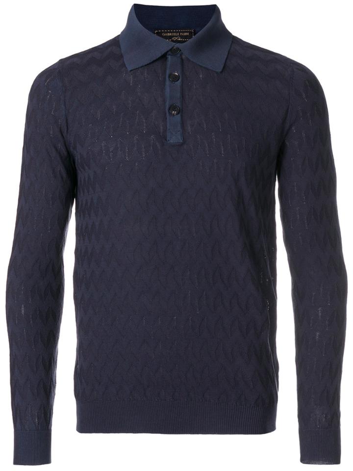 Gabriele Pasini Embroidered Long-sleeve Polo Top - Blue