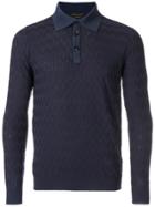 Gabriele Pasini Embroidered Long-sleeve Polo Top - Blue