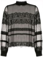 Ingie Paris Silk Lace Blouse - Black