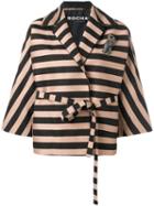 Rochas Embellished Striped Trench, Women's, Size: 40, Black, Cotton/polyester/silk/viscose