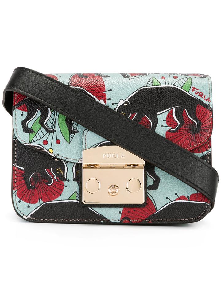 Furla - Panther Print Cross Body Bag - Women - Calf Leather - One Size, Women's, Blue, Calf Leather